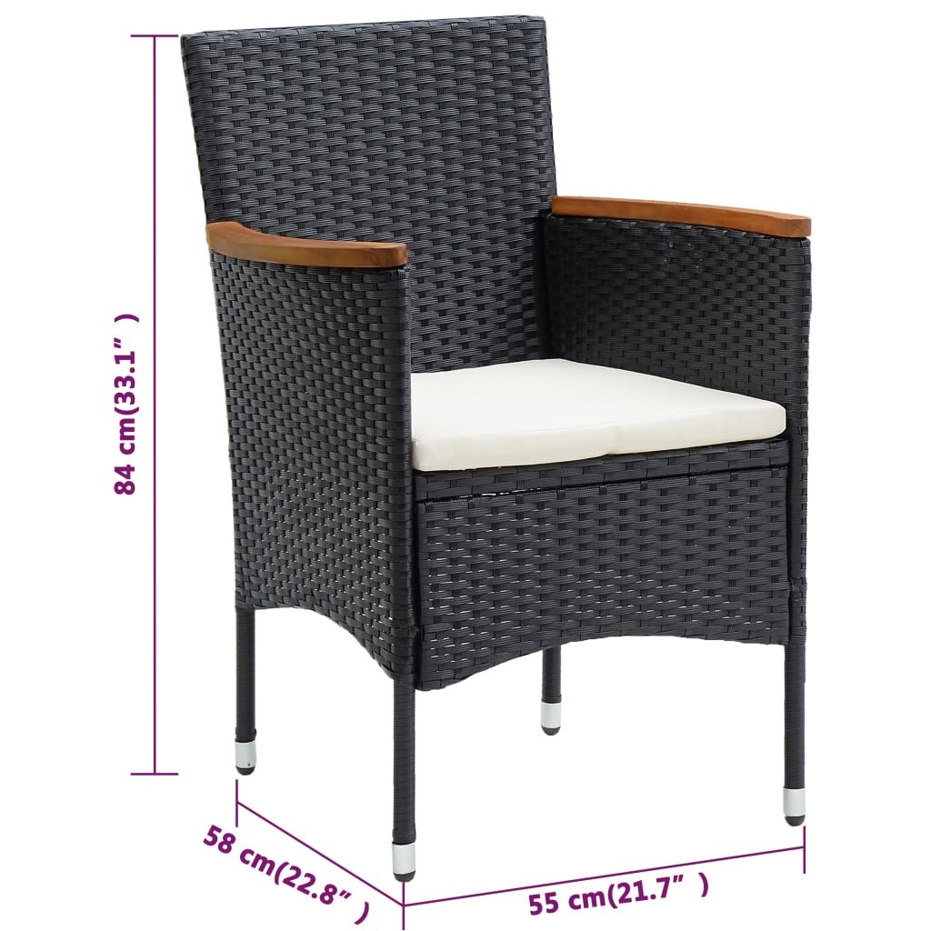 Berkfield 5 Piece Garden Dining Set with Cushions Black