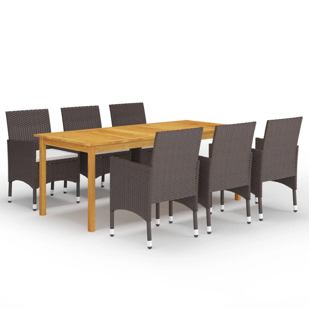Berkfield 7 Piece Garden Dining Set with Cushions Brown