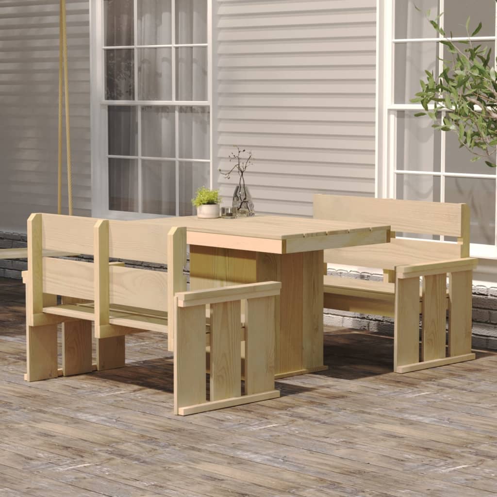 Berkfield 3 Piece Garden Dining Set Impregnated Pinewood