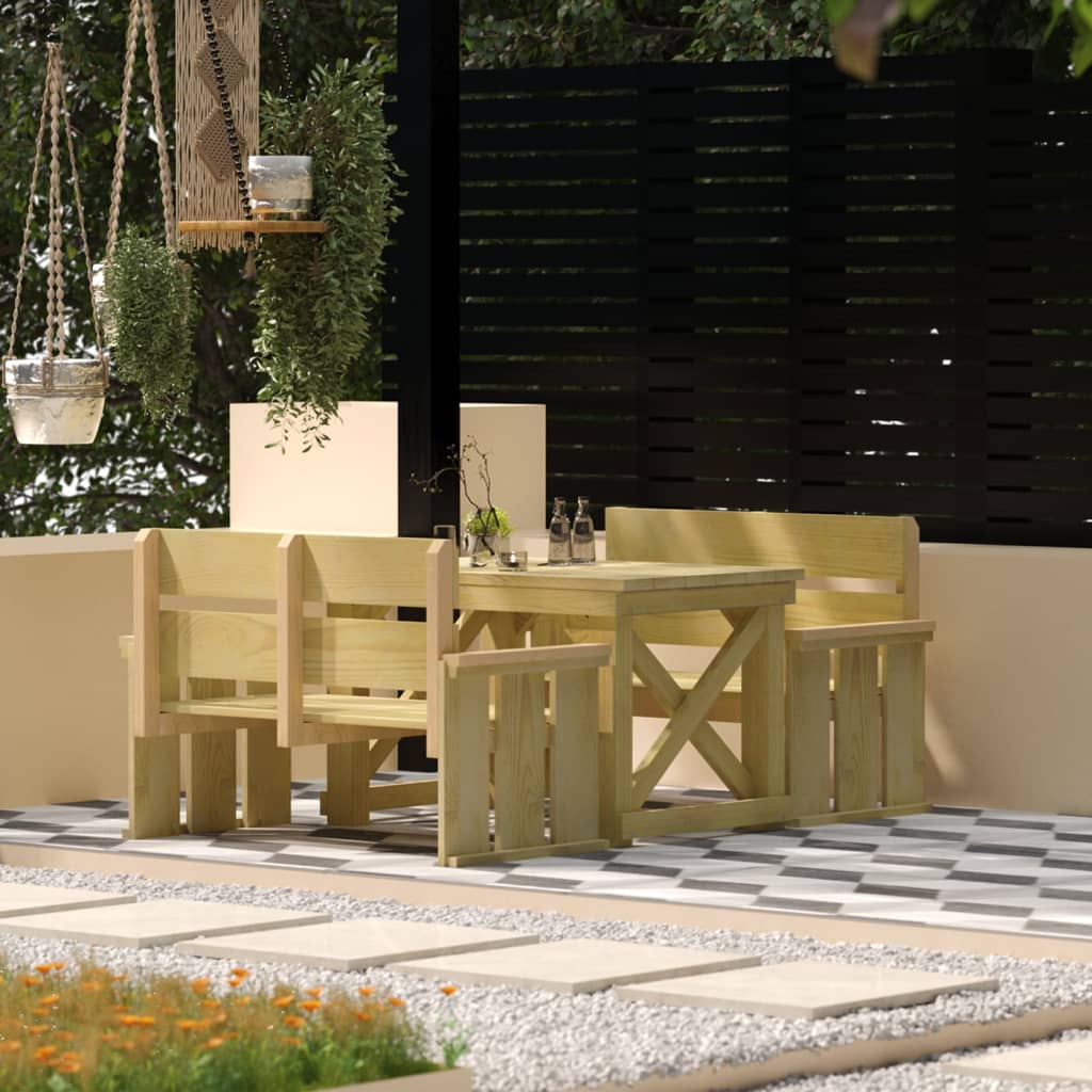 Berkfield 3 Piece Garden Dining Set Impregnated Pinewood