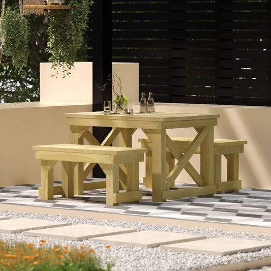 Berkfield 3 Piece Garden Dining Set Impregnated Pinewood