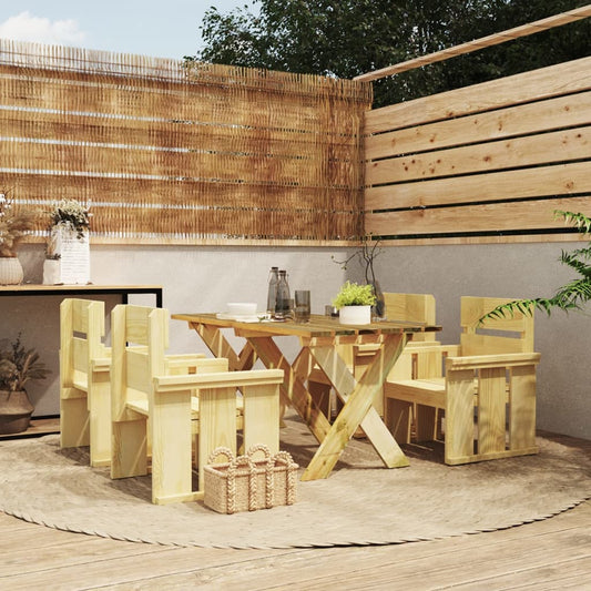 Berkfield 5 Piece Garden Dining Set Impregnated Pinewood