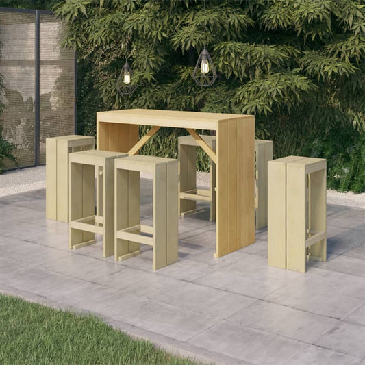 Berkfield 7 Piece Garden Bar Set Impregnated Pinewood