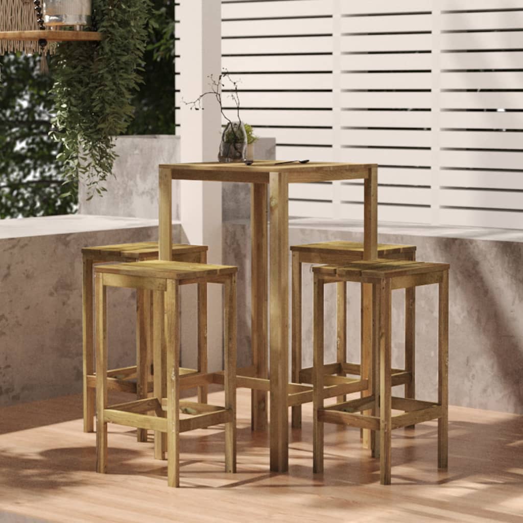 Berkfield 5 Piece Garden Bar Set Impregnated Pinewood