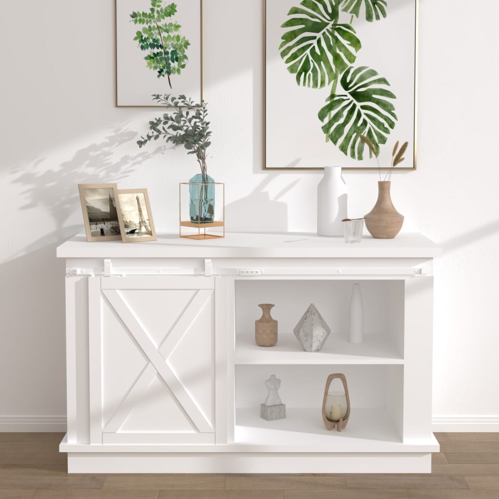 Berkfield Mini Sliding Cabinet Door Kit Carbon Steel White 122 cm
