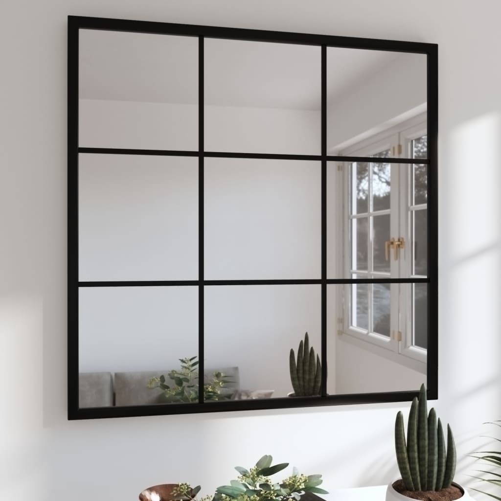 Berkfield Wall Mirror Black 60x60 cm Metal