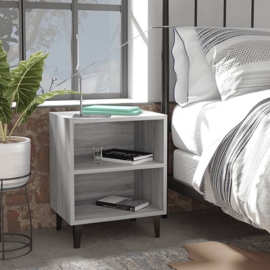 Berkfield Bed Cabinets with Metal Legs 2 pcs Grey Sonoma 40x30x50 cm