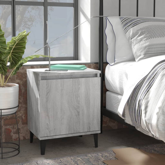 Berkfield Bed Cabinet with Metal Legs Grey Sonoma 40x30x50 cm