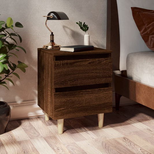 Berkfield Bed Cabinets with Solid Wood Legs 2 pcs Brown Oak 40x35x50 cm