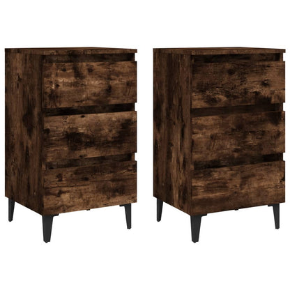 Berkfield Bed Cabinets with Metal Legs 2 pcs Smoked Oak 40x35x69 cm