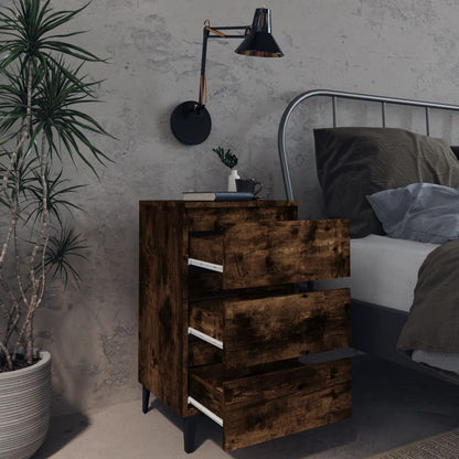 Berkfield Bed Cabinets with Metal Legs 2 pcs Smoked Oak 40x35x69 cm