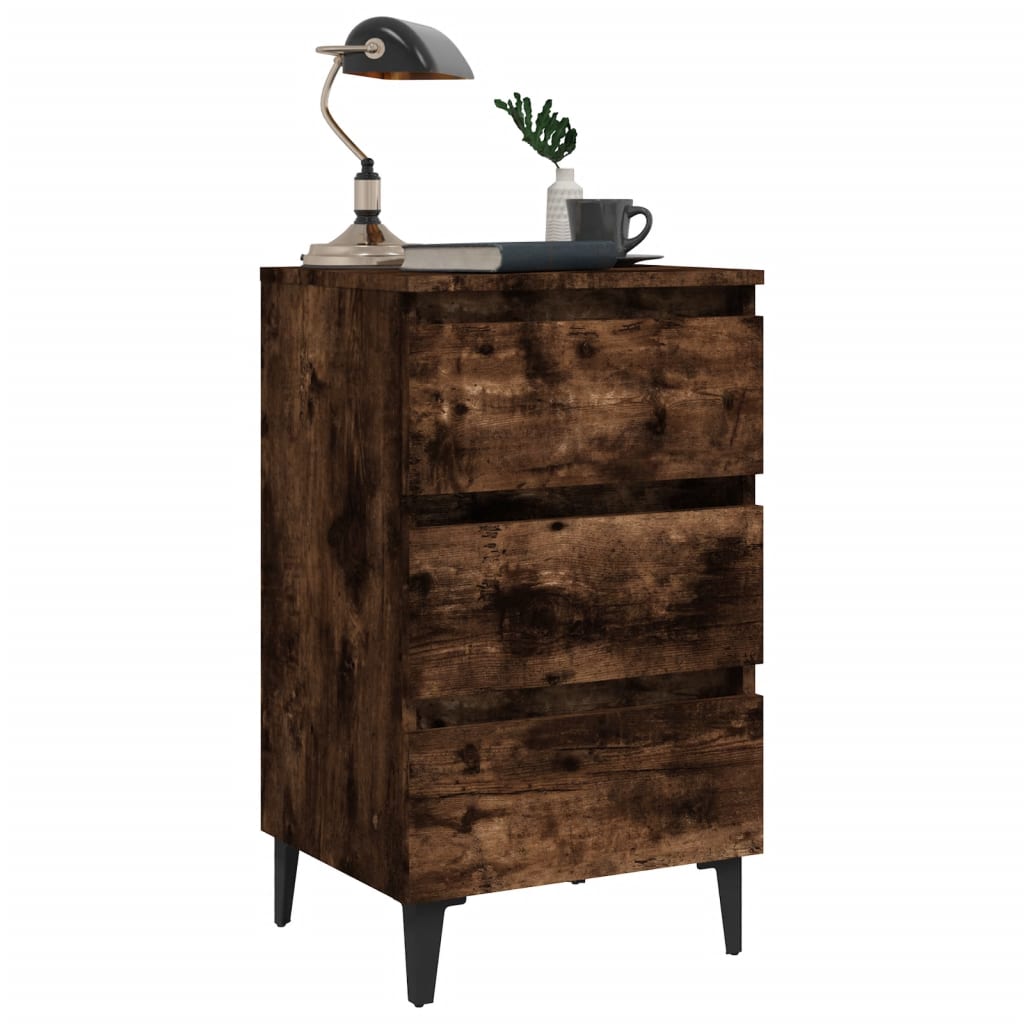 Berkfield Bed Cabinets with Metal Legs 2 pcs Smoked Oak 40x35x69 cm