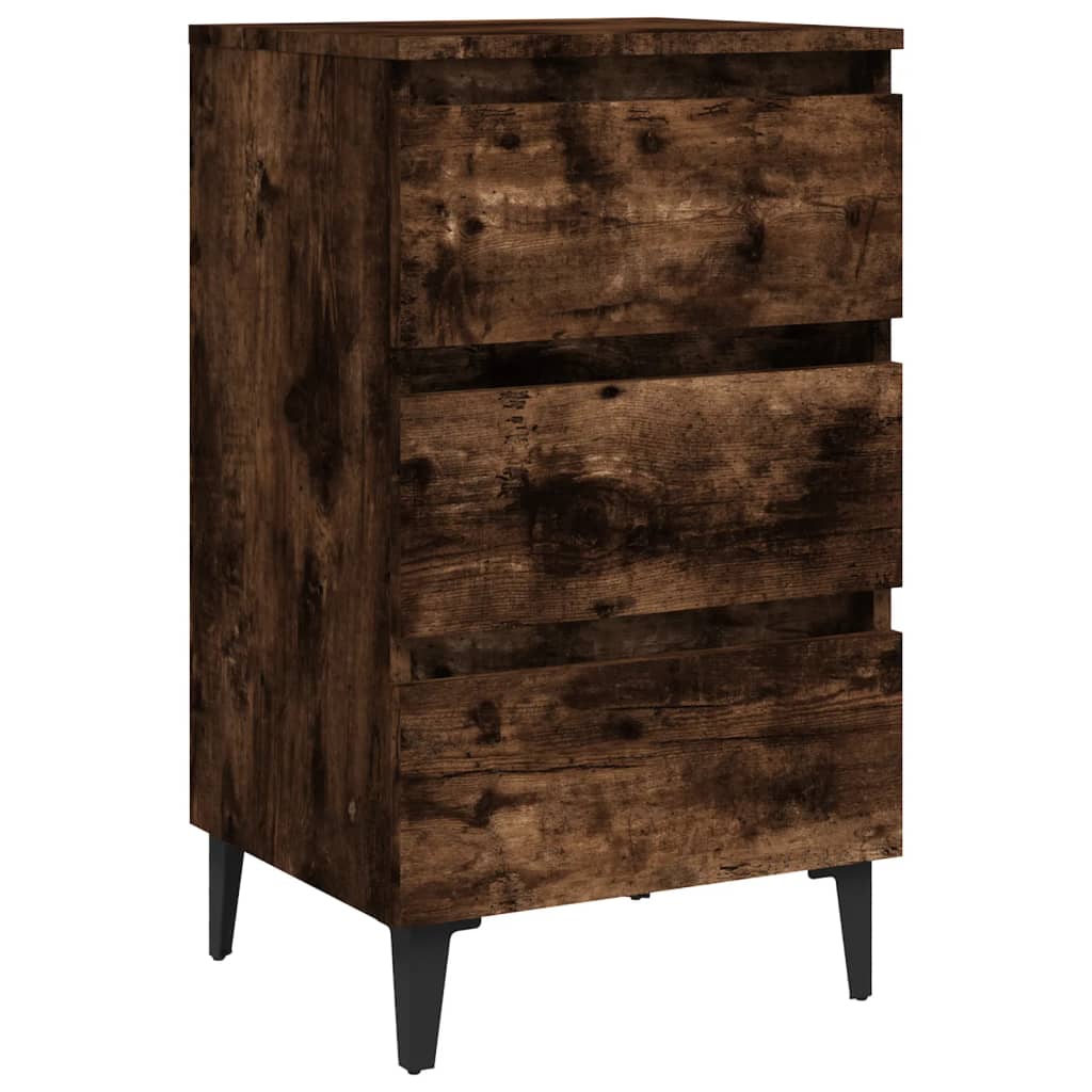 Berkfield Bed Cabinets with Metal Legs 2 pcs Smoked Oak 40x35x69 cm