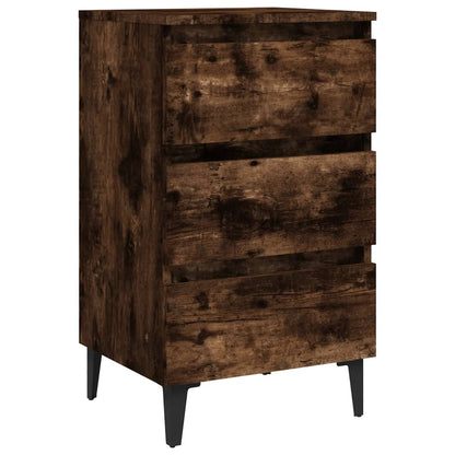 Berkfield Bed Cabinets with Metal Legs 2 pcs Smoked Oak 40x35x69 cm