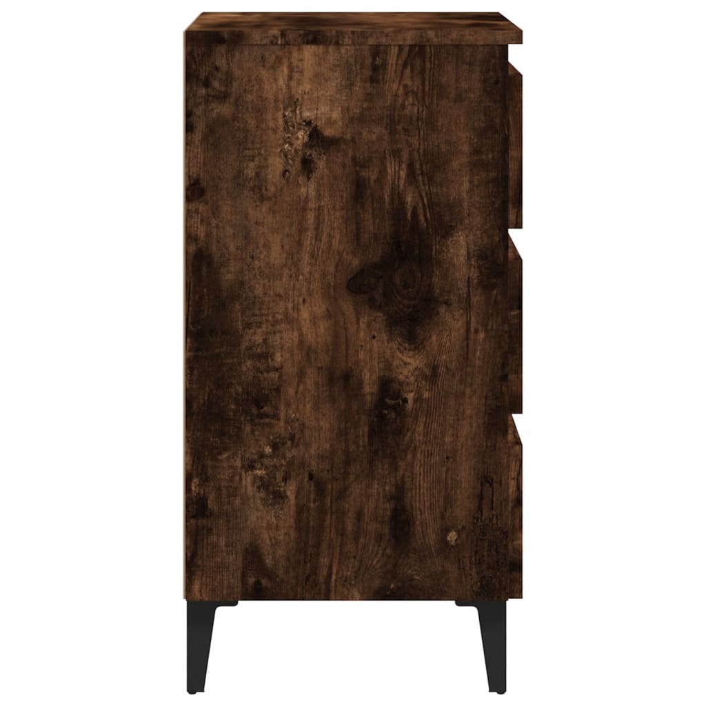 Berkfield Bed Cabinets with Metal Legs 2 pcs Smoked Oak 40x35x69 cm