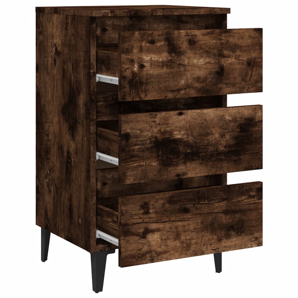 Berkfield Bed Cabinets with Metal Legs 2 pcs Smoked Oak 40x35x69 cm