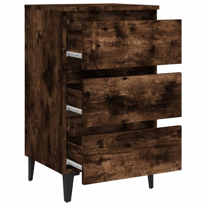 Berkfield Bed Cabinets with Metal Legs 2 pcs Smoked Oak 40x35x69 cm