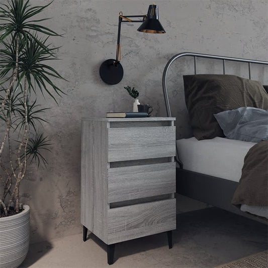Berkfield Bed Cabinet with Metal Legs Grey Sonoma 40x35x69 cm