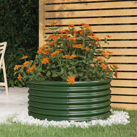 Berkfield Garden Planter Powder-coated Steel 80x80x36 cm Green