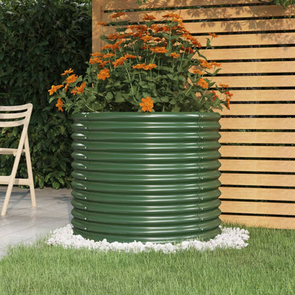 Berkfield Garden Planter Powder-coated Steel 80x80x68 cm Green