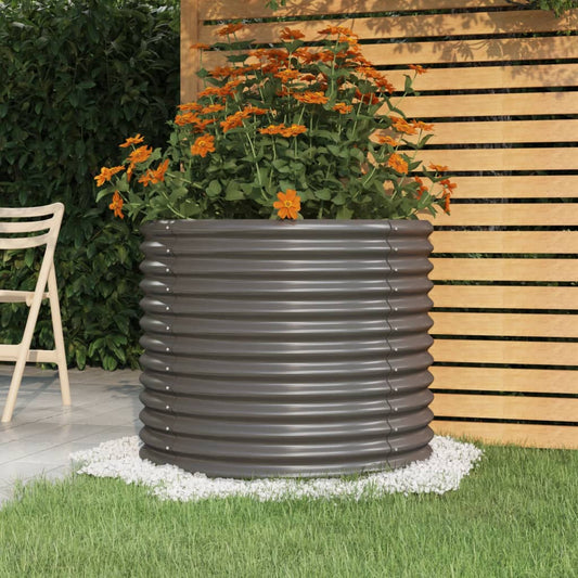 Berkfield Garden Planter Powder-coated Steel 80x80x68 cm Grey