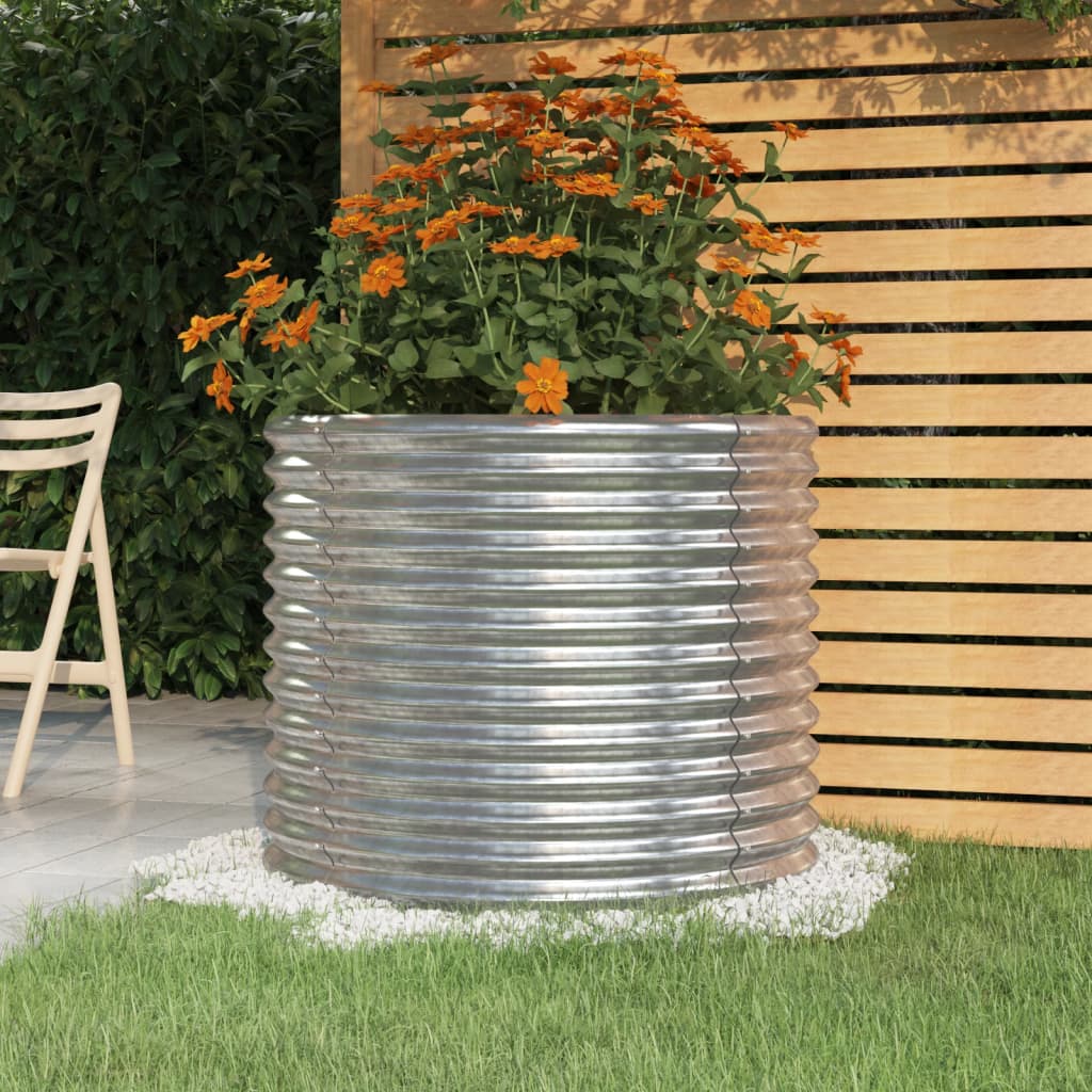 Berkfield Garden Planter Powder-coated Steel 80x80x68 cm Silver