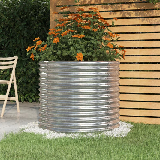 Berkfield Garden Planter Powder-coated Steel 80x80x68 cm Silver