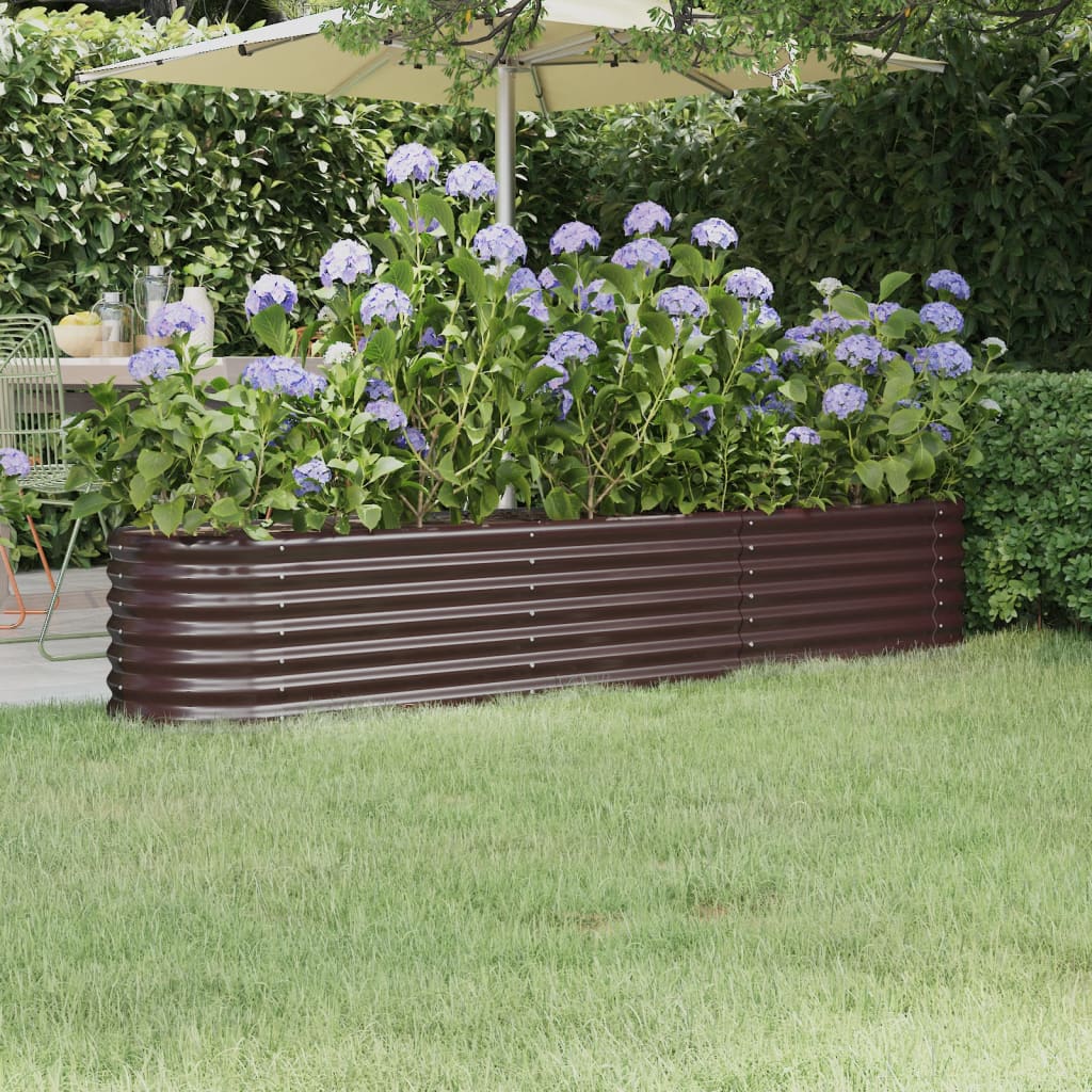 Berkfield Garden Raised Bed Powder-coated Steel 224x40x36 cm Brown