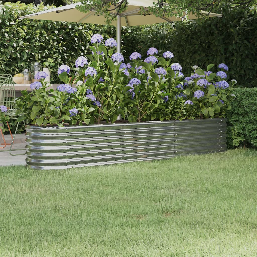 Berkfield Garden Raised Bed Powder-coated Steel 224x40x36 cm Silver