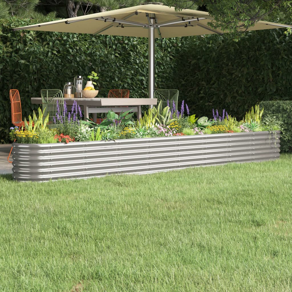 Berkfield Garden Raised Bed Powder-coated Steel 332x40x36 cm Silver