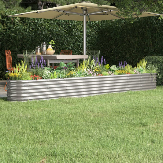 Berkfield Garden Raised Bed Powder-coated Steel 332x40x36 cm Silver