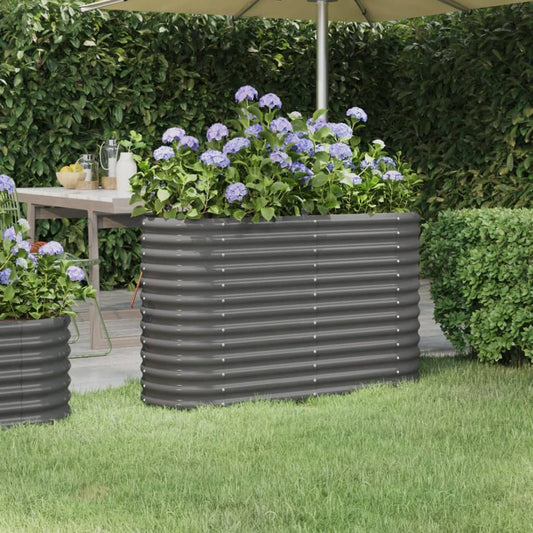 Berkfield Garden Raised Bed Powder-coated Steel 114x40x68 cm Grey