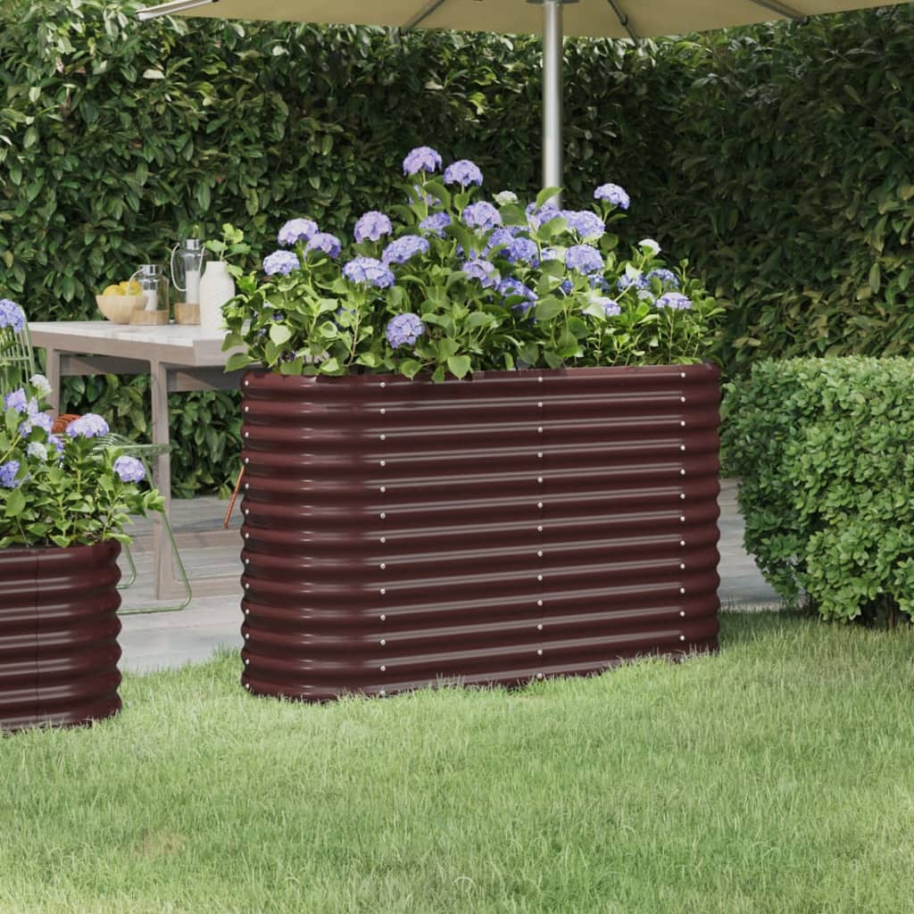 Berkfield Garden Raised Bed Powder-coated Steel 114x40x68 cm Brown
