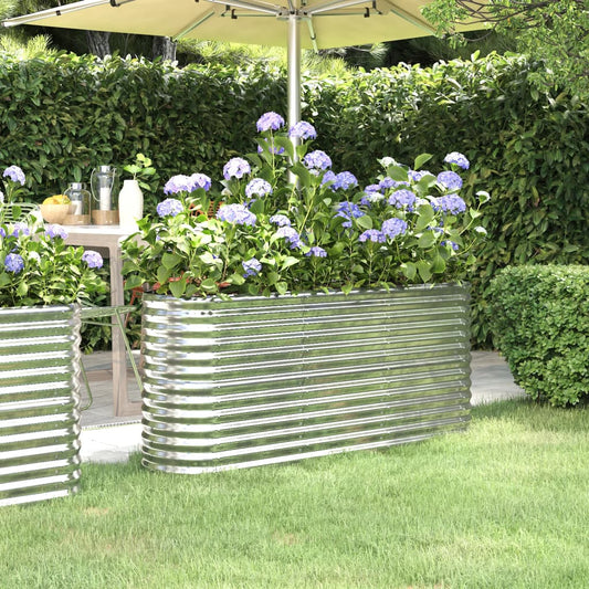 Berkfield Garden Raised Bed Powder-coated Steel 152x40x68 cm Silver