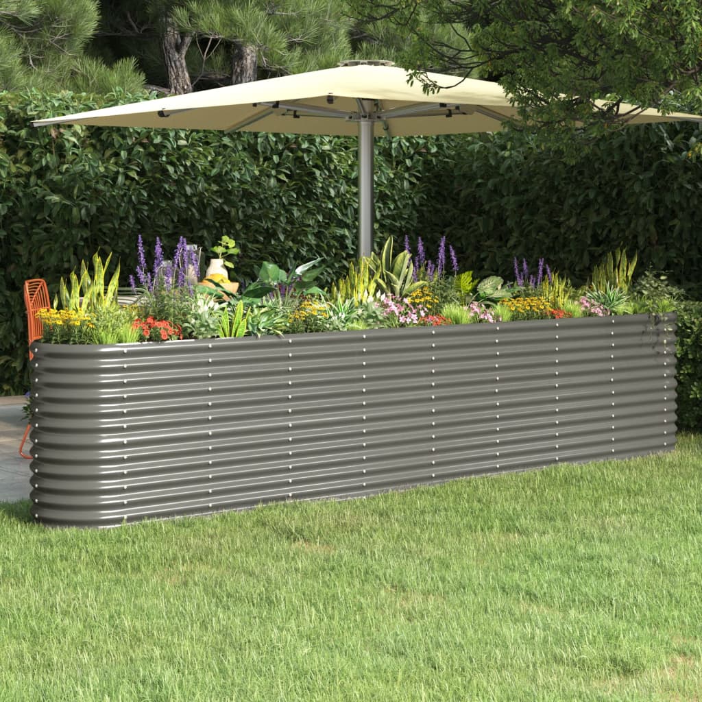 Berkfield Garden Raised Bed Powder-coated Steel 332x40x68 cm Grey