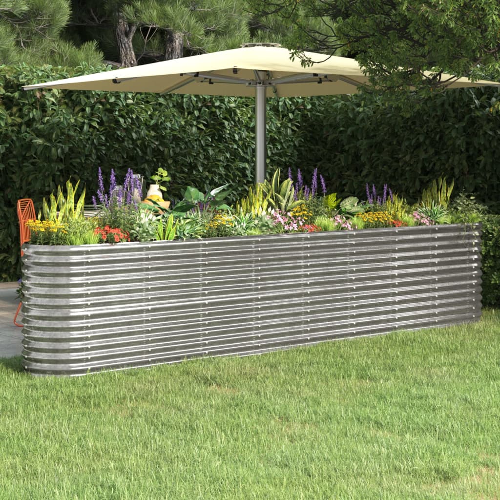 Berkfield Garden Raised Bed Powder-coated Steel 332x40x68 cm Silver