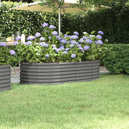 Berkfield Garden Raised Bed Powder-coated Steel 152x80x36 cm Grey