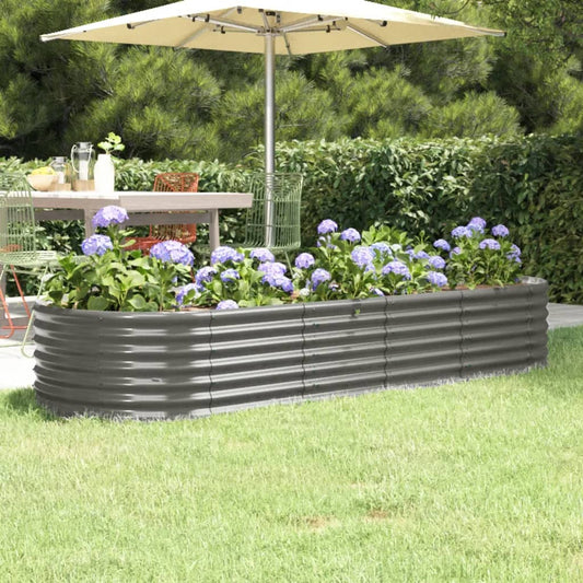Berkfield Garden Raised Bed Powder-coated Steel 224x80x36 cm Grey