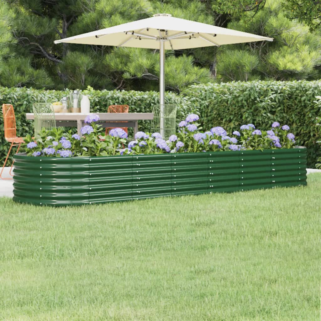 Berkfield Garden Raised Bed Powder-coated Steel 296x80x36 cm Green