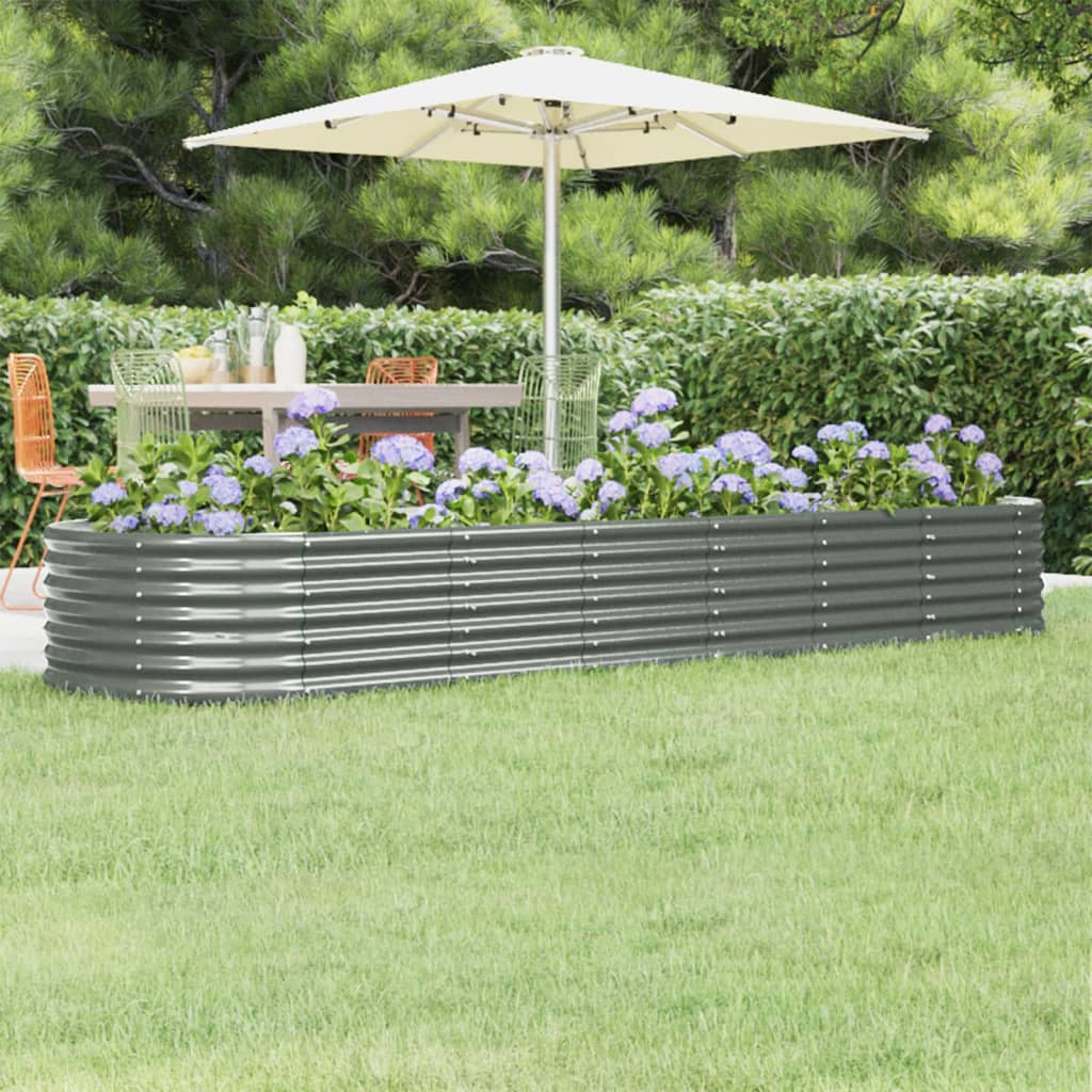 Berkfield Garden Raised Bed Powder-coated Steel 296x80x36 cm Grey