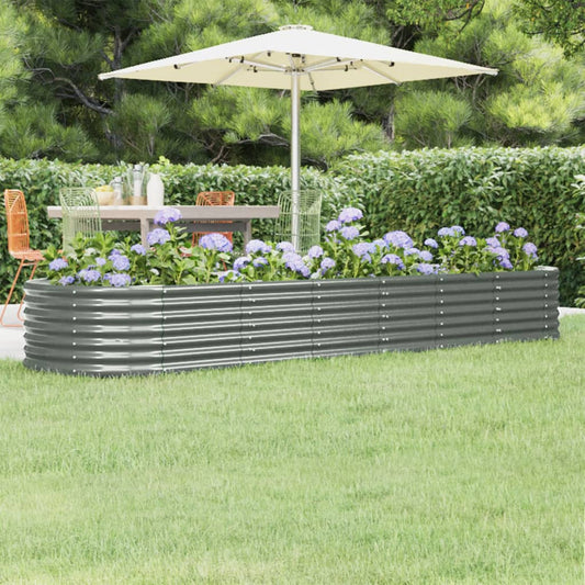 Berkfield Garden Raised Bed Powder-coated Steel 296x80x36 cm Grey