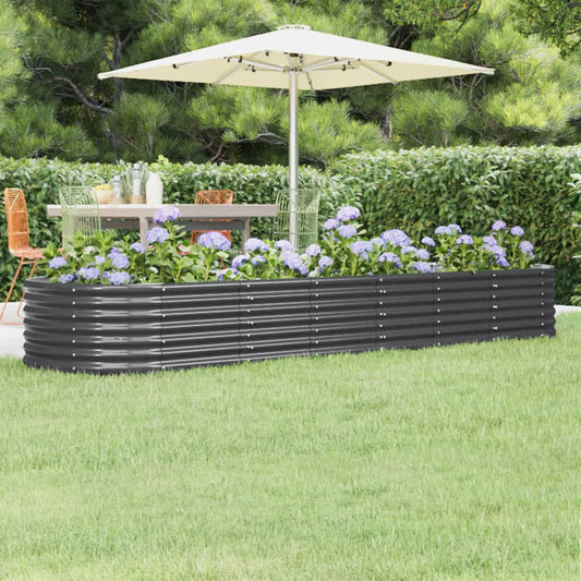 Berkfield Garden Raised Bed Powder-coated Steel 296x80x36 cm Anthracite