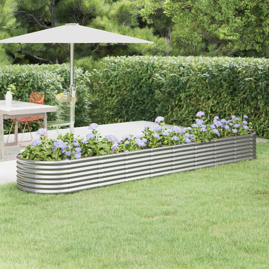 Berkfield Garden Raised Bed Powder-coated Steel 368x80x36 cm Silver