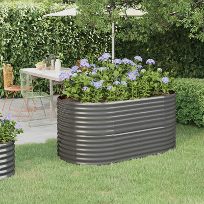 Berkfield Garden Raised Bed Powder-coated Steel 152x80x68 cm Grey