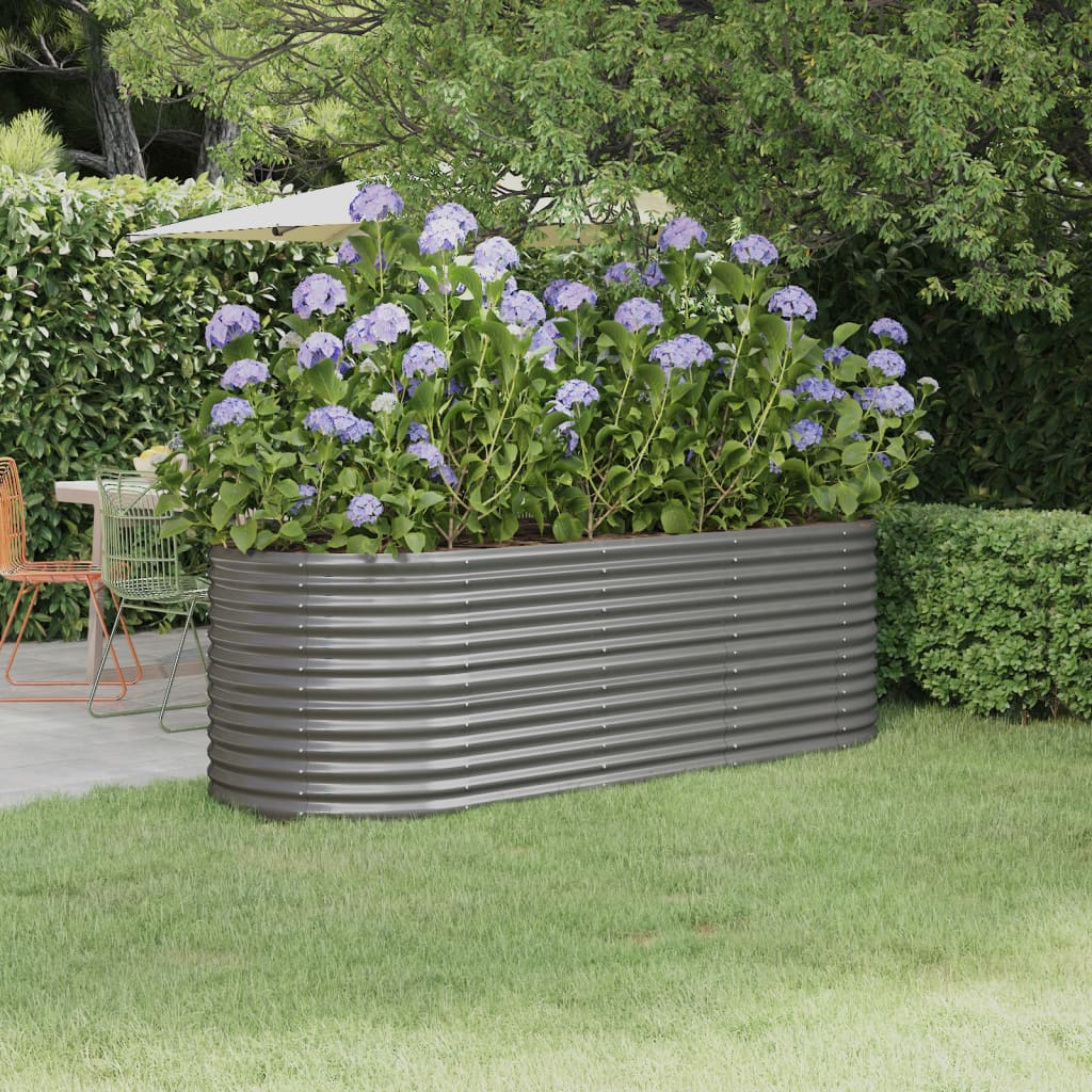 Berkfield Garden Raised Bed Powder-coated Steel 224x80x68 cm Grey