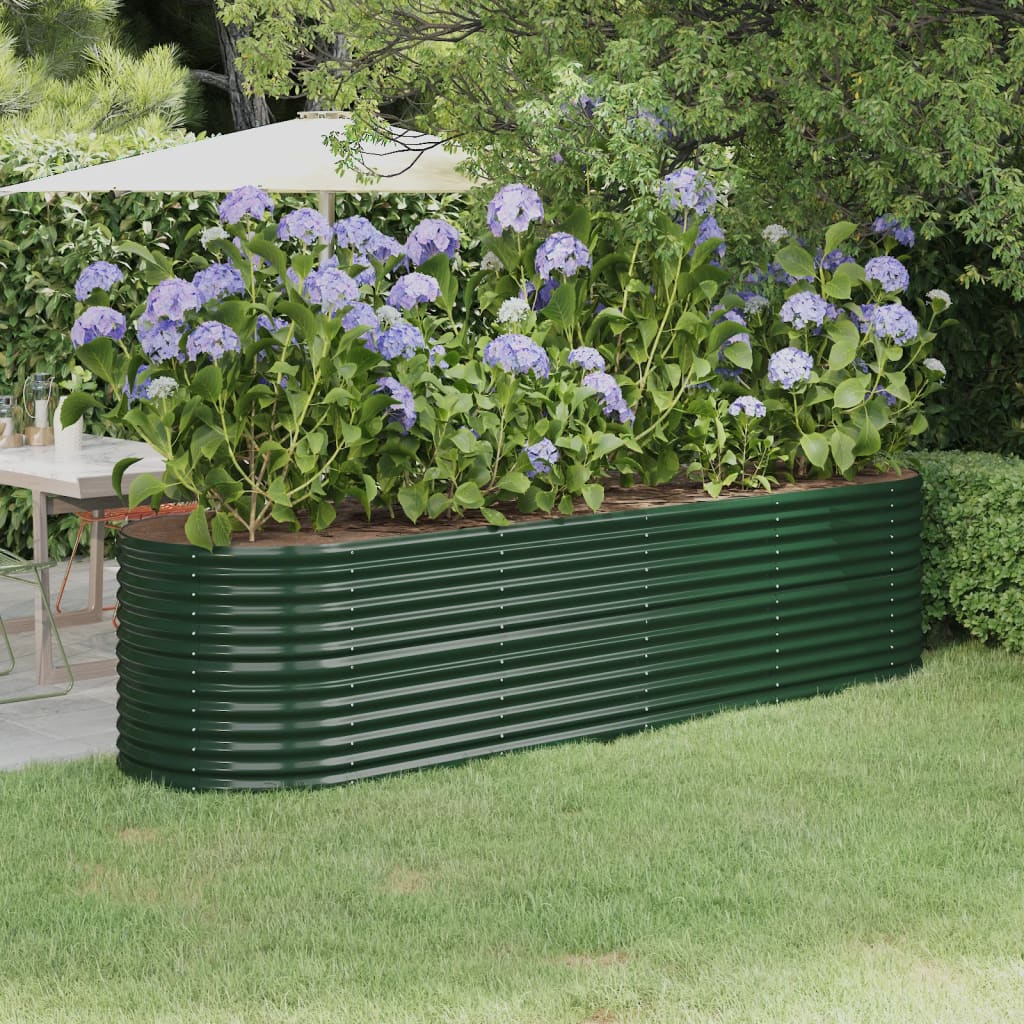 Berkfield Garden Raised Bed Powder-coated Steel 296x80x68 cm Green