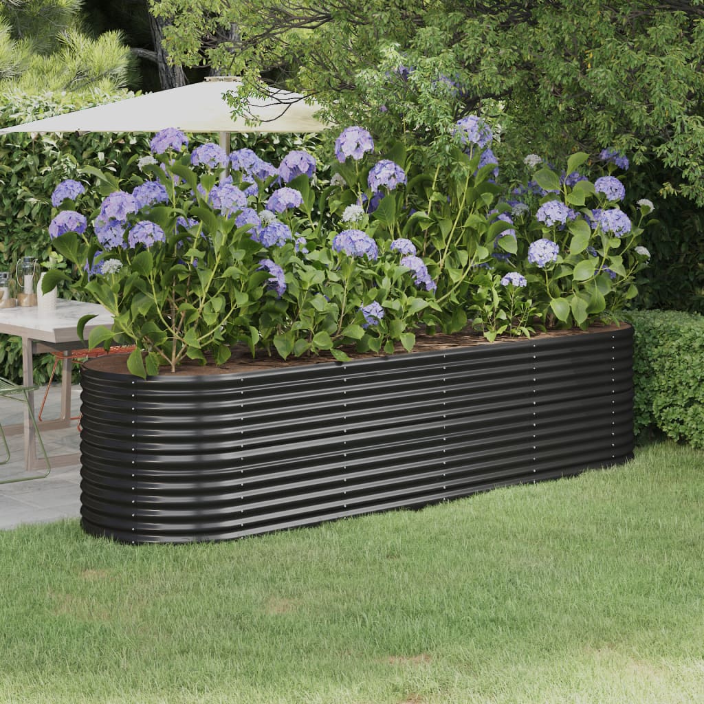 Berkfield Garden Raised Bed Powder-coated Steel 296x80x68 cm Anthracite