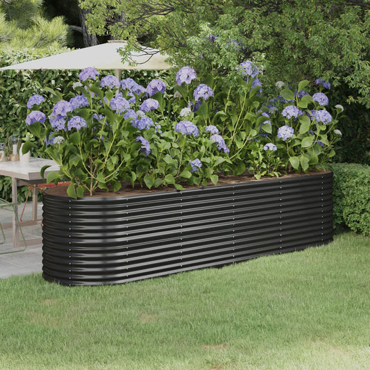 Berkfield Garden Raised Bed Powder-coated Steel 296x80x68 cm Anthracite