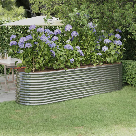 Berkfield Garden Raised Bed Powder-coated Steel 296x80x68 cm Silver