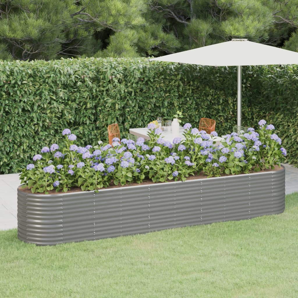 Berkfield Garden Raised Bed Powder-coated Steel 368x80x68 cm Grey